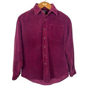 J. Peterman Wide Whale Corduroy Button Up Shirt Mens Large Red Country Kentucky